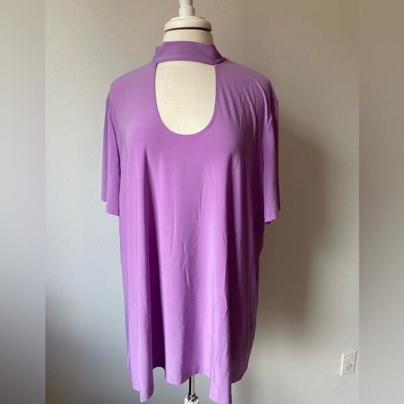 Slinky Brand NWOT 2 PACK Retro Vibrant Purple Choker Collar Soft Travel Tunic 3X - Picture 3 of 15